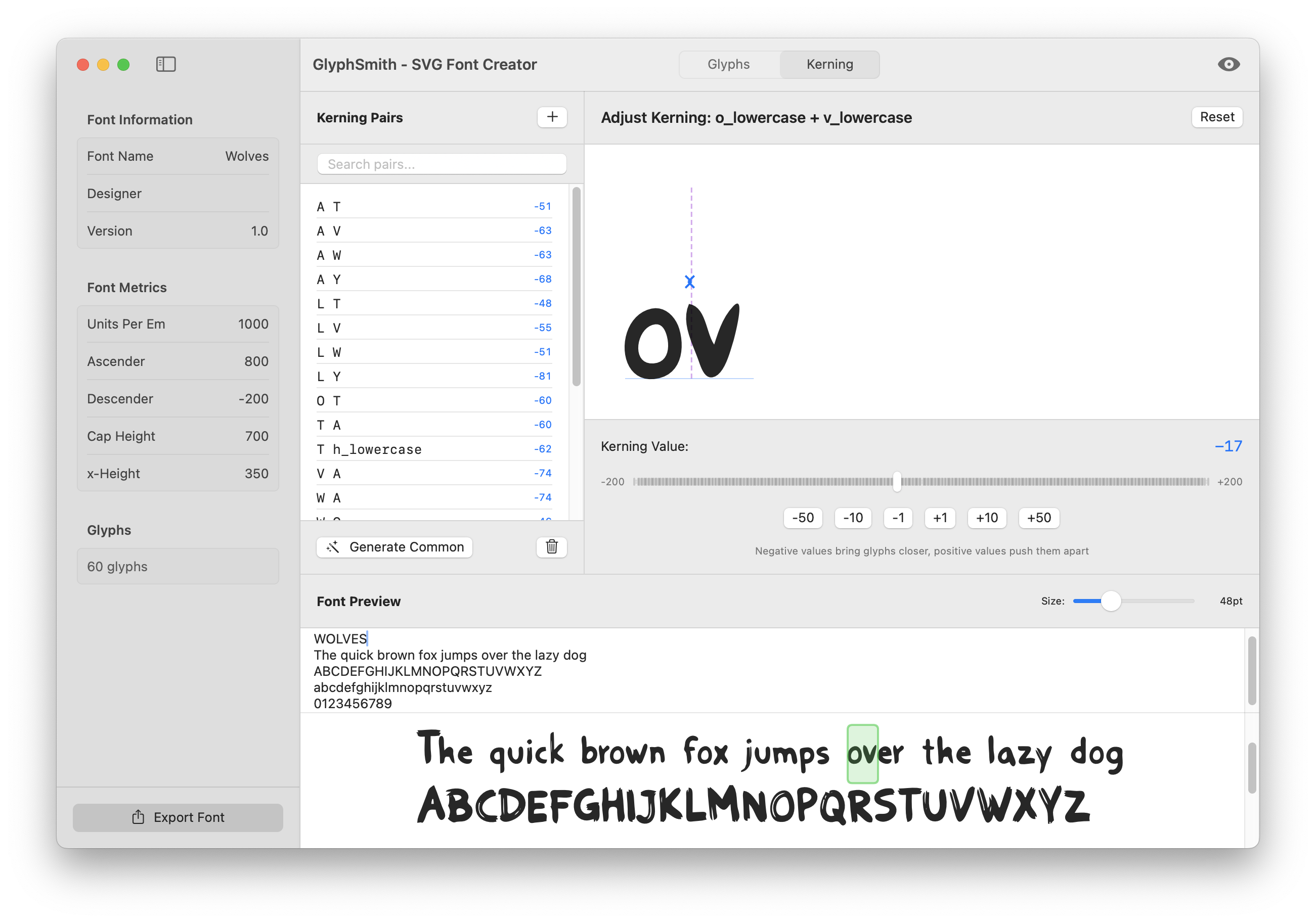 Kerning Editor - Fine-tune letter spacing